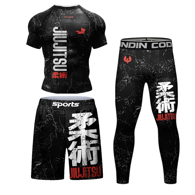 Jiu Jitsu Rashguard MMA T-shirt +Pants