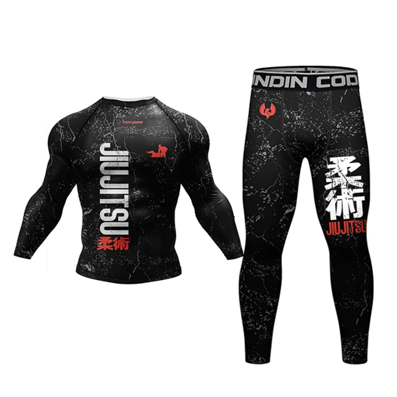 Jiu Jitsu Rashguard MMA T-shirt +Pants