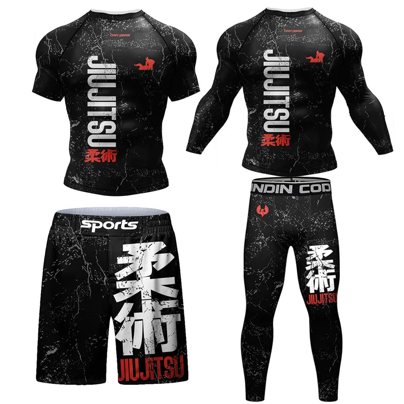 Jiu Jitsu Rashguard MMA T-shirt +Pants