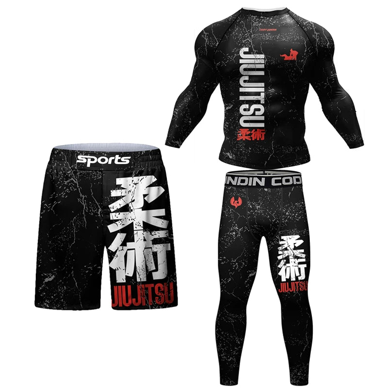 Jiu Jitsu Rashguard MMA T-shirt +Pants